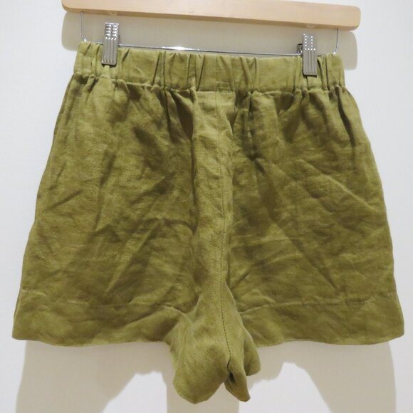 NICOLE PURDY The Classic Short in Khaki Brown Linen Boho Minimalist - Size XS - Picture 7 of 12